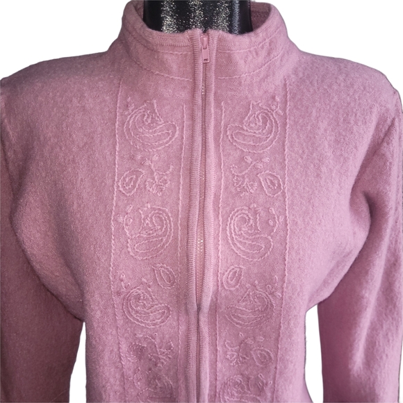 Essentials By Koret Pink Embroidered Zip-Up Cardigan Jacket XL - Picture 2 of 9